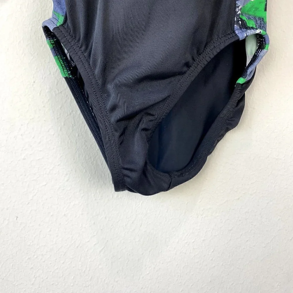 Snowflake Gymnastics Leotard Black Green S